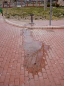 Fuga de agua en una fuente de Ibi