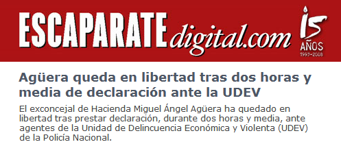 Escaparate: «Agüera queda en libertad tras dos horas y media de declaración ante la UDEV»