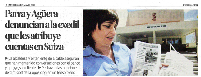 Información: «Parra y Agüera denuncian a la exedil que les atribuye cuentas en Suiza»