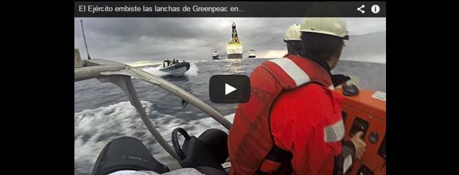 El Ejército embiste las lanchas de Greenpeac en Canarias