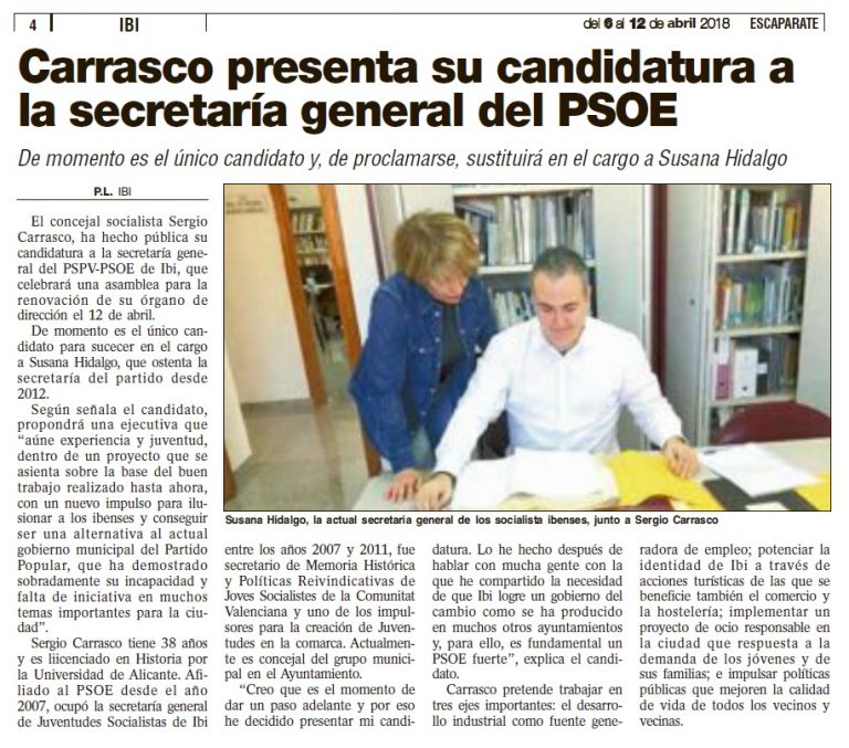 Escaparate: «Carrasco presenta su candidatura a la secretaría general del PSOE»