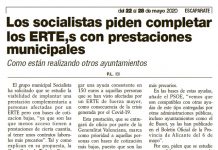 Escaparate: «Los socialistas piden completar los ERTE,s con prestaciones municipales»